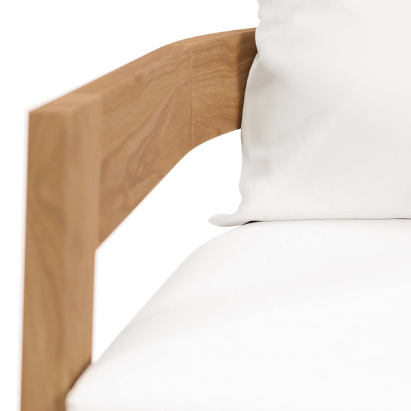 Modway Furniture Brisbane Teak Wood Outdoor Patio Armchair – Modern Comfort with Durable Weather-Ready Cushions Natural White EEI-5602-NAT-WHI