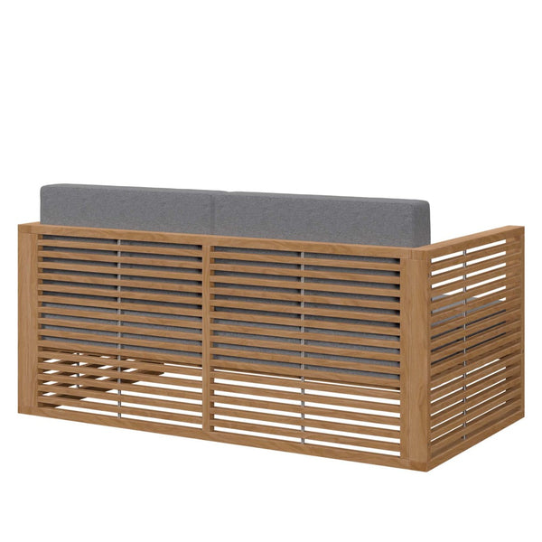 Modway Furniture Carlsbad Teak Wood Outdoor Loveseat - Stylish, Durable Seating with Weather-Resistant Cushions Natural Gray EEI-5605-NAT-GRY