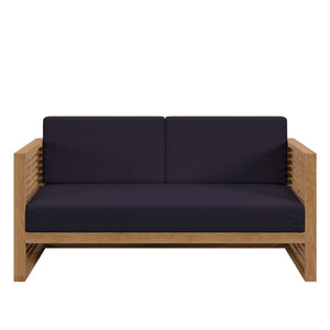 Modway Furniture Carlsbad Teak Wood Outdoor Loveseat - Stylish, Durable Seating with Weather-Resistant Cushions Natural Navy EEI-5605-NAT-NAV