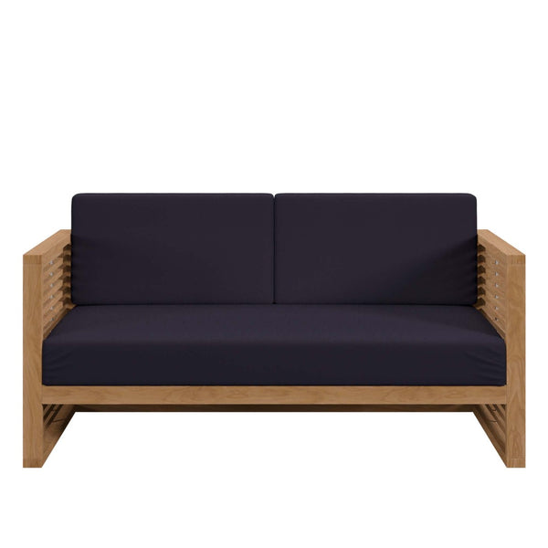 Modway Furniture Carlsbad Teak Wood Outdoor Loveseat - Stylish, Durable Seating with Weather-Resistant Cushions Natural Navy EEI-5605-NAT-NAV