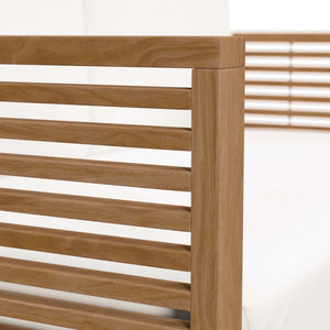 Modway Furniture Carlsbad Teak Wood Outdoor Loveseat - Stylish, Durable Seating with Weather-Resistant Cushions Natural White EEI-5605-NAT-WHI