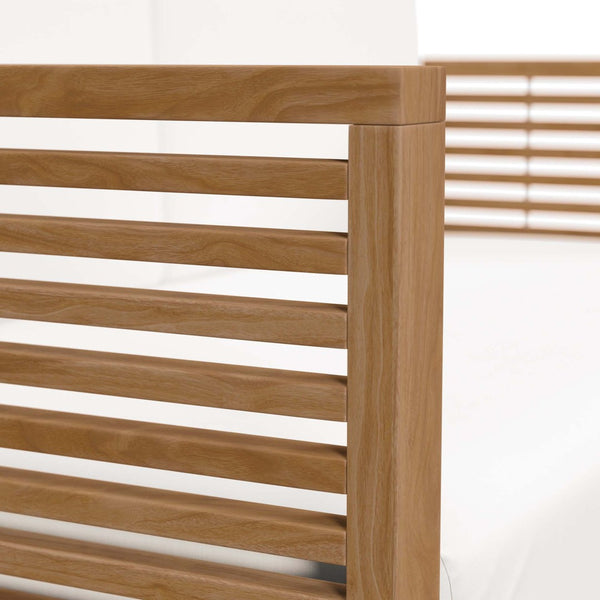 Modway Furniture Carlsbad Teak Wood Outdoor Loveseat - Stylish, Durable Seating with Weather-Resistant Cushions Natural White EEI-5605-NAT-WHI