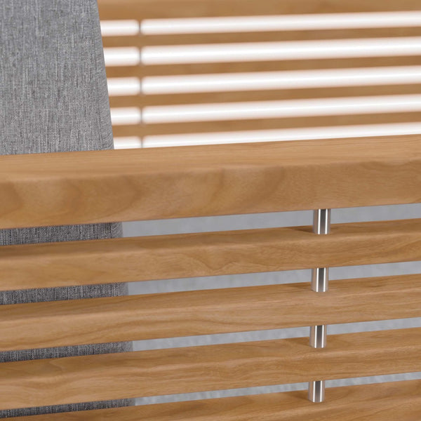 Modway Furniture Carlsbad Teak Wood Outdoor Patio Armchair - Premium Comfort, Durable Design for Alfresco Living Natural Gray EEI-5606-NAT-GRY