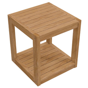 Modway Furniture Carlsbad Teak Wood Outdoor Patio Side Table - Durable, Stylish, and Versatile Accent for Any Space EEI-5607-NAT