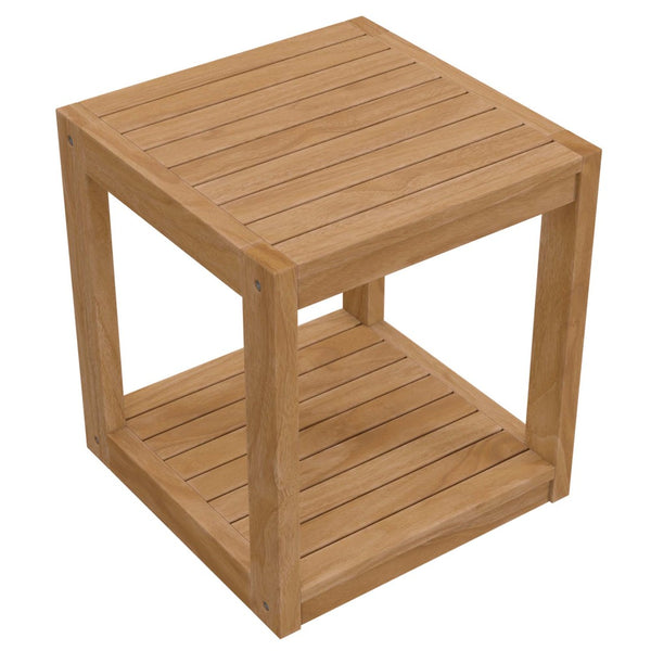 Modway Furniture Carlsbad Teak Wood Outdoor Patio Side Table - Durable, Stylish, and Versatile Accent for Any Space EEI-5607-NAT