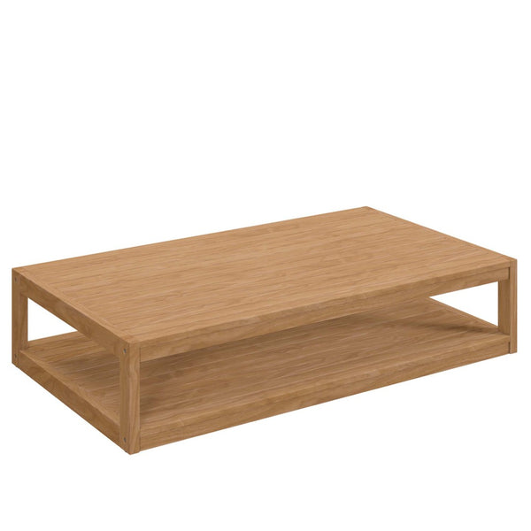 Modway Furniture Carlsbad Teak Wood Outdoor Coffee Table - Weather-Resistant, Stylish Slatted Design for Patios EEI-5608-NAT