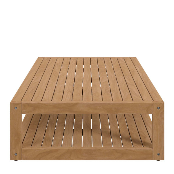 Modway Furniture Carlsbad Teak Wood Outdoor Coffee Table - Weather-Resistant, Stylish Slatted Design for Patios EEI-5608-NAT