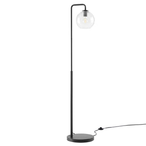 Modway Furniture Silo Glass Globe Floor Lamp by Modway - Modern-Industrial Design with Dimmable Light and Foot Switch Black EEI-5616-BLK