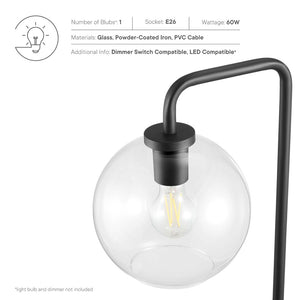 Modway Furniture Silo Glass Globe Floor Lamp by Modway - Modern-Industrial Design with Dimmable Light and Foot Switch Black EEI-5616-BLK