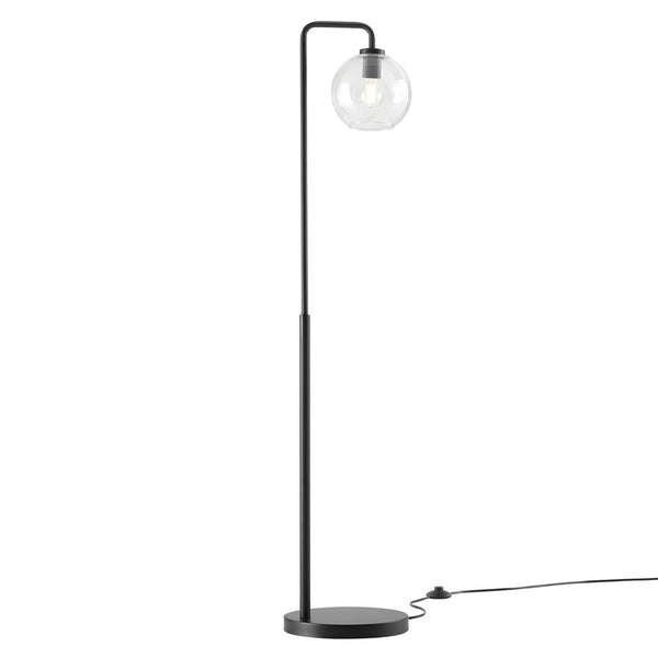 Modway Furniture Silo Glass Globe Floor Lamp by Modway - Modern-Industrial Design with Dimmable Light and Foot Switch Black EEI-5616-BLK