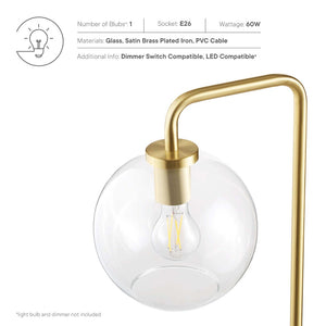 Modway Furniture Silo Glass Globe Floor Lamp by Modway - Modern-Industrial Design with Dimmable Light and Foot Switch Satin Brass EEI-5616-SBR