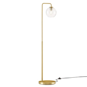 Modway Furniture Silo Glass Globe Floor Lamp by Modway - Modern-Industrial Design with Dimmable Light and Foot Switch Satin Brass EEI-5616-SBR