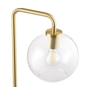Modway Furniture Silo Glass Globe Floor Lamp by Modway - Modern-Industrial Design with Dimmable Light and Foot Switch Satin Brass EEI-5616-SBR