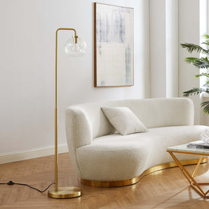 Modway Furniture Silo Glass Globe Floor Lamp by Modway - Modern-Industrial Design with Dimmable Light and Foot Switch Satin Brass EEI-5616-SBR