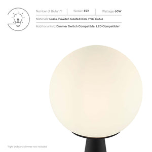 Modway Furniture Apex Globe Table Lamp - Modern Opaque Glass & Iron Base, Perfect for Home or Office Décor, 16"H EEI-5621-WHI-BLK