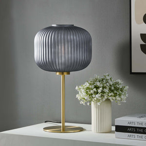 Modway Furniture Reprise Glass Sphere Table Lamp - Mid-Century Modern Design for Cozy Ambient Lighting in Any Room Black Satin Brass EEI-5622-BLK-SBR