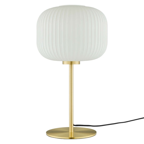 Modway Furniture Reprise Glass Sphere Table Lamp - Mid-Century Modern Design for Cozy Ambient Lighting in Any Room White Satin Brass EEI-5622-WHI-SBR