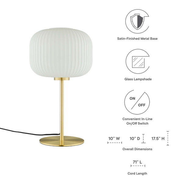 Modway Furniture Reprise Glass Sphere Table Lamp - Mid-Century Modern Design for Cozy Ambient Lighting in Any Room White Satin Brass EEI-5622-WHI-SBR