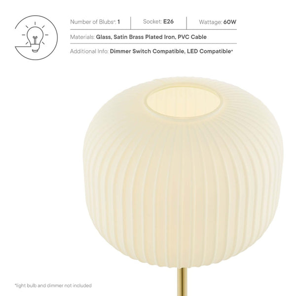 Modway Furniture Reprise Glass Sphere Table Lamp - Mid-Century Modern Design for Cozy Ambient Lighting in Any Room White Satin Brass EEI-5622-WHI-SBR