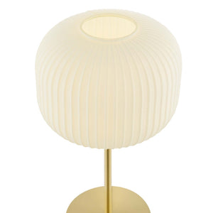 Modway Furniture Reprise Glass Sphere Table Lamp - Mid-Century Modern Design for Cozy Ambient Lighting in Any Room White Satin Brass EEI-5622-WHI-SBR