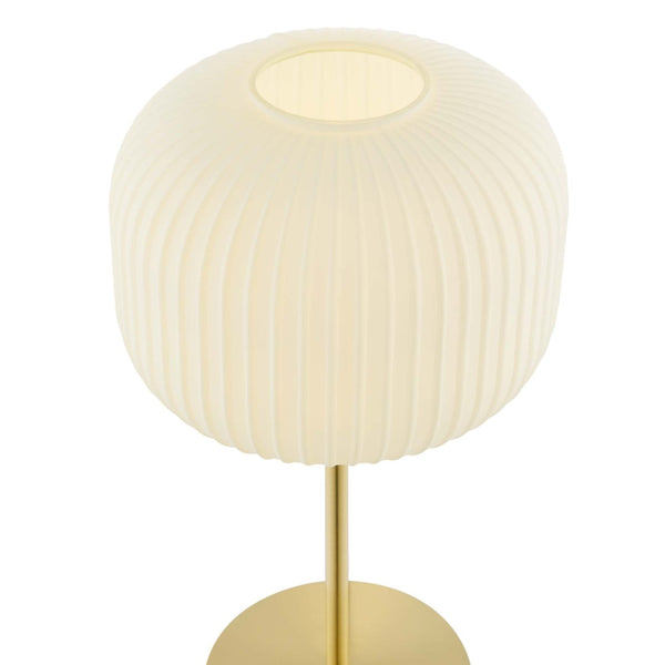 Modway Furniture Reprise Glass Sphere Table Lamp - Mid-Century Modern Design for Cozy Ambient Lighting in Any Room White Satin Brass EEI-5622-WHI-SBR