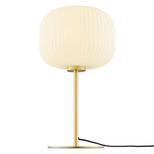 Modway Furniture Reprise Glass Sphere Table Lamp - Mid-Century Modern Design for Cozy Ambient Lighting in Any Room White Satin Brass EEI-5622-WHI-SBR