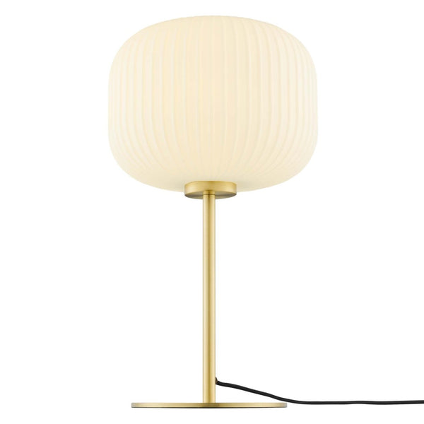 Modway Furniture Reprise Glass Sphere Table Lamp - Mid-Century Modern Design for Cozy Ambient Lighting in Any Room White Satin Brass EEI-5622-WHI-SBR