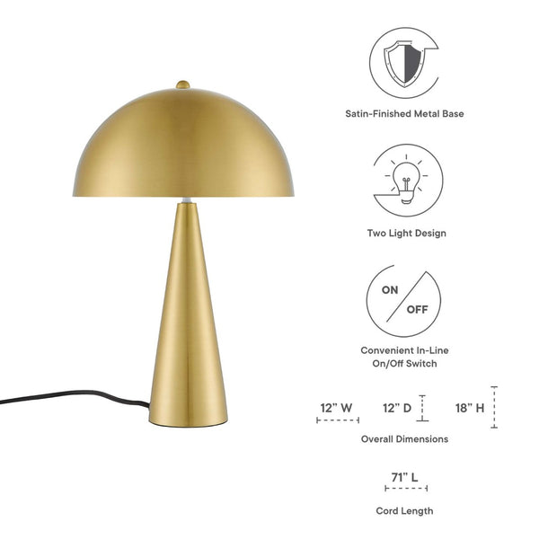 Modway Furniture Selena Metal Table Lamp - Sculptural Design for Mid-Century Modern Decor, Perfect Ambient Lighting Satin Brass EEI-5624-SBR