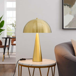 Modway Furniture Selena Metal Table Lamp - Sculptural Design for Mid-Century Modern Decor, Perfect Ambient Lighting Satin Brass EEI-5624-SBR