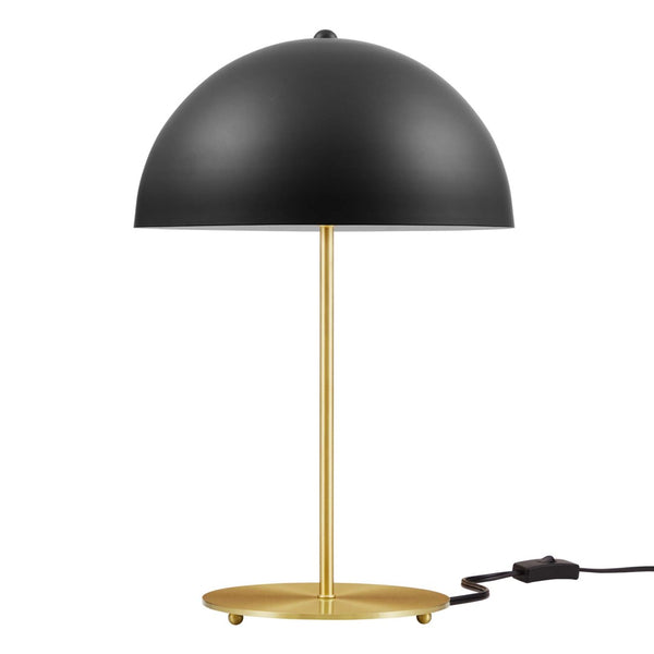 Modway Furniture Ideal Metal Table Lamp - Industrial-Inspired Accent Light for Modern Interiors & Task Lighting Black Satin Brass EEI-5629-BLK-SBR