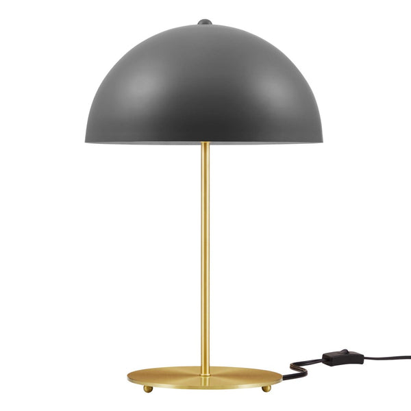 Modway Furniture Ideal Metal Table Lamp - Industrial-Inspired Accent Light for Modern Interiors & Task Lighting Gray Satin Brass EEI-5629-GRY-SBR