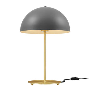 Modway Furniture Ideal Metal Table Lamp - Industrial-Inspired Accent Light for Modern Interiors & Task Lighting Gray Satin Brass EEI-5629-GRY-SBR
