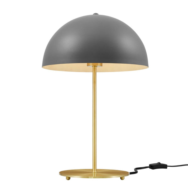 Modway Furniture Ideal Metal Table Lamp - Industrial-Inspired Accent Light for Modern Interiors & Task Lighting Gray Satin Brass EEI-5629-GRY-SBR