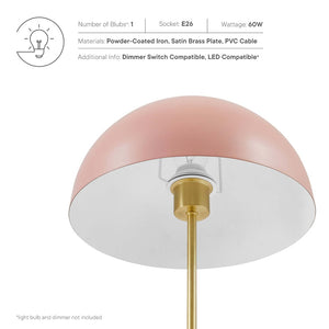 Modway Furniture Ideal Metal Table Lamp - Industrial-Inspired Accent Light for Modern Interiors & Task Lighting Pink Satin Brass EEI-5629-PNK-SBR
