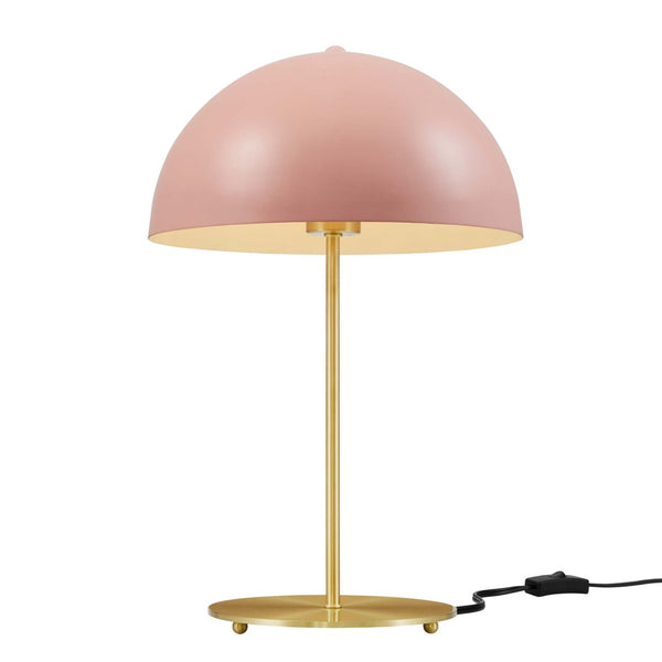 Modway Furniture Ideal Metal Table Lamp - Industrial-Inspired Accent Light for Modern Interiors & Task Lighting Pink Satin Brass EEI-5629-PNK-SBR