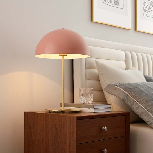 Modway Furniture Ideal Metal Table Lamp - Industrial-Inspired Accent Light for Modern Interiors & Task Lighting Pink Satin Brass EEI-5629-PNK-SBR