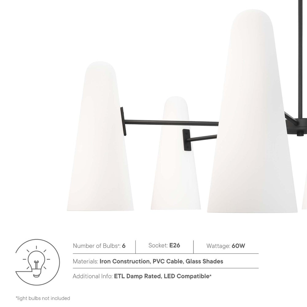 Modway Furniture Beacon 6-Light Chandelier - Modern Minimalist Design with Adjustable Height for Any Space EEI-5648-OPA-BLK