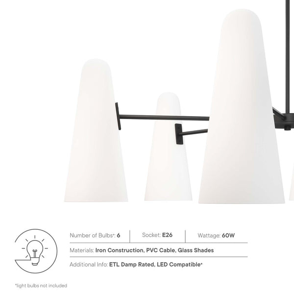 Modway Furniture Beacon 6-Light Chandelier - Modern Minimalist Design with Adjustable Height for Any Space EEI-5648-OPA-BLK