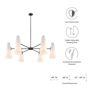 Modway Furniture Beacon 6-Light Chandelier - Modern Minimalist Design with Adjustable Height for Any Space EEI-5648-OPA-BLK