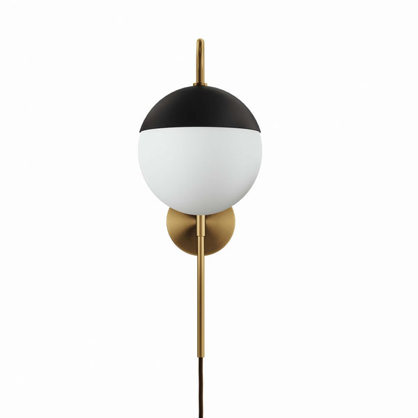 Modway Furniture Stellar Modern 1-Light Wall Sconce - Frosted Glass Globe with Matte Black Metal Arm for Elegance EEI-5654-OPA-SBR