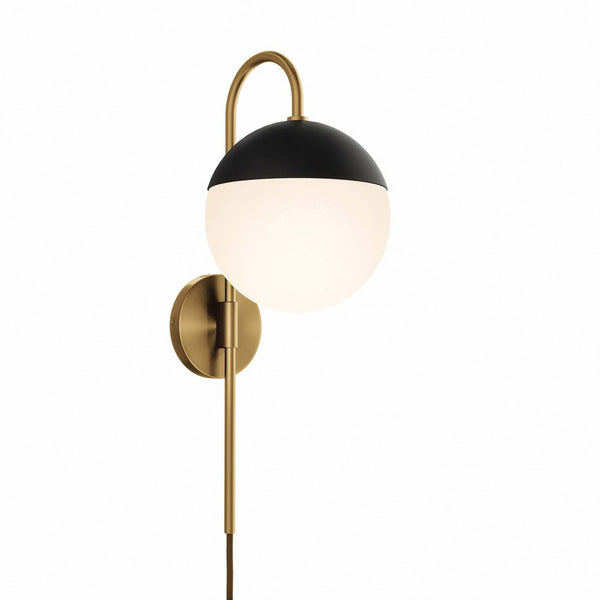Modway Furniture Stellar Modern 1-Light Wall Sconce - Frosted Glass Globe with Matte Black Metal Arm for Elegance EEI-5654-OPA-SBR