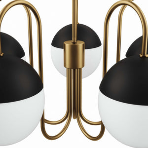 Modway Furniture Stellar 5-Light Chandelier - Modern Opal Satin Brass Fixture with Adjustable Height & Elegant Design EEI-5658-OPA-SBR