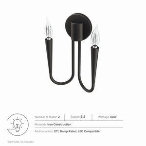 Modway Furniture Penrose 2-Light Wall Sconce - Modern Metal Design for Bathrooms, Hallways, and Living Spaces EEI-5666-BLK