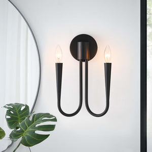 Modway Furniture Penrose 2-Light Wall Sconce - Modern Metal Design for Bathrooms, Hallways, and Living Spaces EEI-5666-BLK