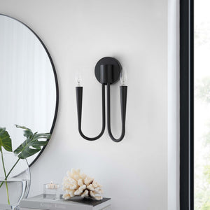 Modway Furniture Penrose 2-Light Wall Sconce - Modern Metal Design for Bathrooms, Hallways, and Living Spaces EEI-5666-BLK