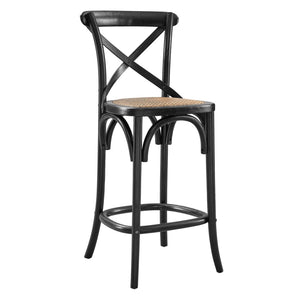 Modway Furniture Gear Counter Stool by Modway - Rustic Farmhouse Design with Durable Rattan Seat and Sturdy Elm Frame Black EEI-5667-BLK