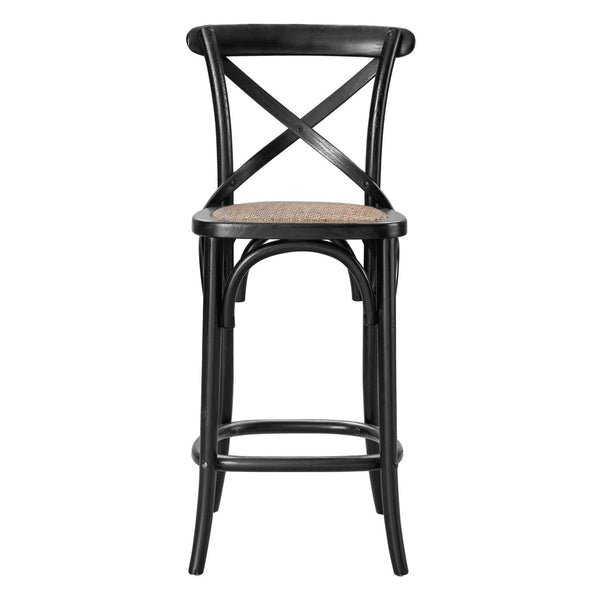 Modway Furniture Gear Counter Stool by Modway - Rustic Farmhouse Design with Durable Rattan Seat and Sturdy Elm Frame Black EEI-5667-BLK