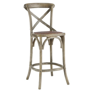 Modway Furniture Gear Counter Stool by Modway - Rustic Farmhouse Design with Durable Rattan Seat and Sturdy Elm Frame Gray EEI-5667-GRY