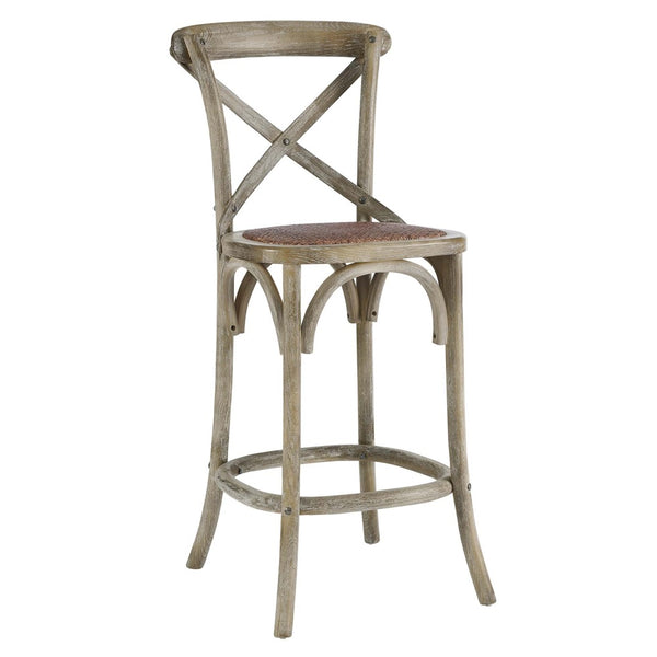 Modway Furniture Gear Counter Stool by Modway - Rustic Farmhouse Design with Durable Rattan Seat and Sturdy Elm Frame Gray EEI-5667-GRY