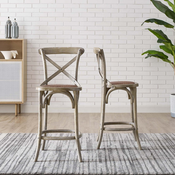 Modway Furniture Gear Counter Stool by Modway - Rustic Farmhouse Design with Durable Rattan Seat and Sturdy Elm Frame Gray EEI-5667-GRY